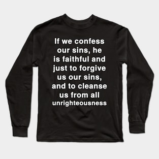 1 John 1:9  KJV Bible Verse Typography Long Sleeve T-Shirt
